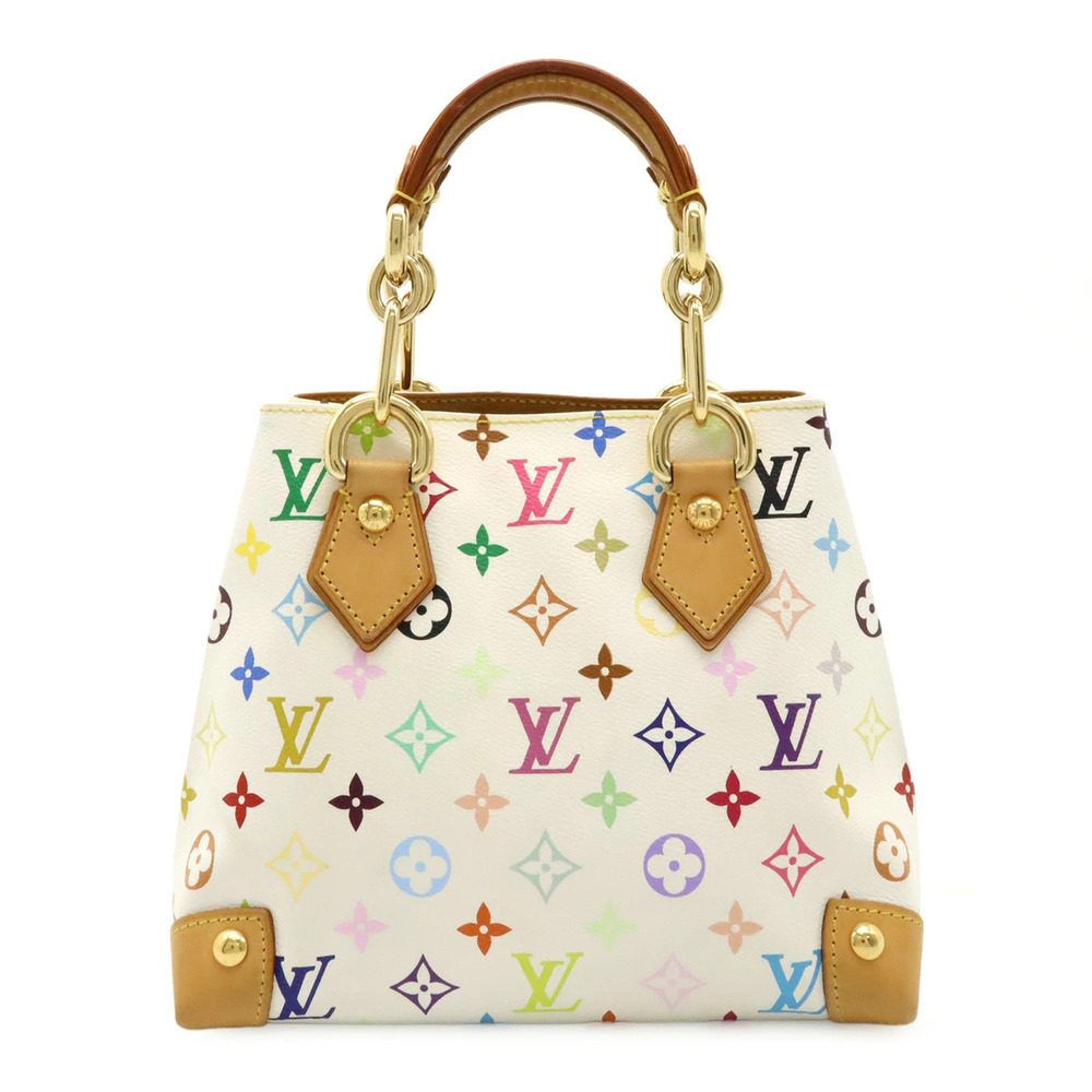 LOUIS VUITTON Monogram Multicolor Audra Handbag Tote Bag Chain Blanc White